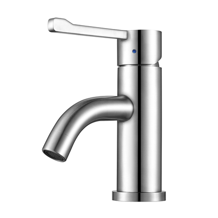 WHITEHAUS Solid SS, Sgl Hole, Extended Sgl Lever Lavatory Faucet, Polished SS WHS0221-SB-PSS